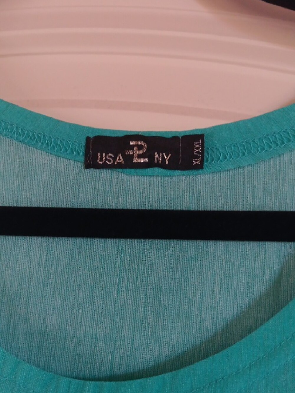 Turquoise Ribbed Crew Neck Top - Picture 5 of 6